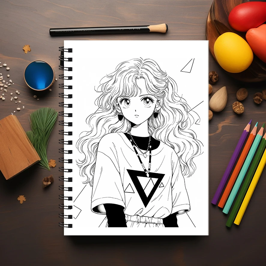 Anime Divas Adult Coloring Book - 8.3x 11.2 Inch 22 Page Coloring Book - Helps Reduce Stress and Ease Emotions