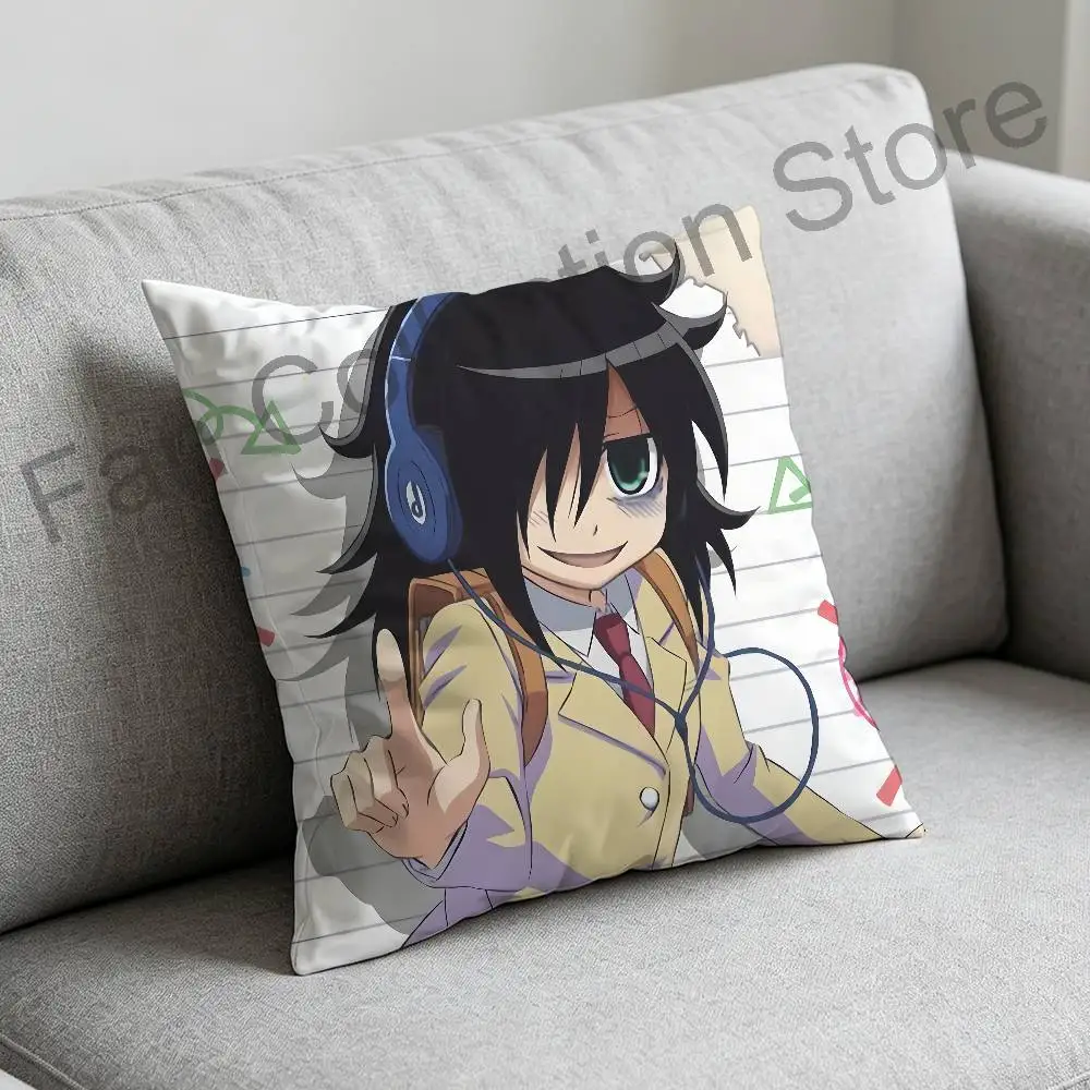 W-Watamote Tomoko Kuroki  Anime Celebrity Merchandise All-Match Printed Pillow Case Sofa Car Office Room Decoration Protector