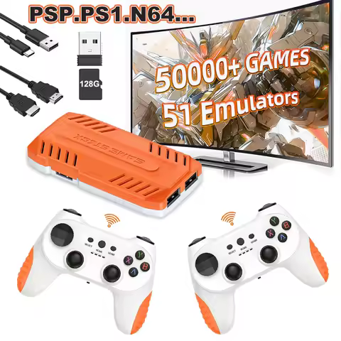 128G X10 PRO GameStick 4K HD TV Video Game Console 3D Games 40+Simulators Retro Games Dual 2.4G Controller,Supports PSP/PS1/CPS
