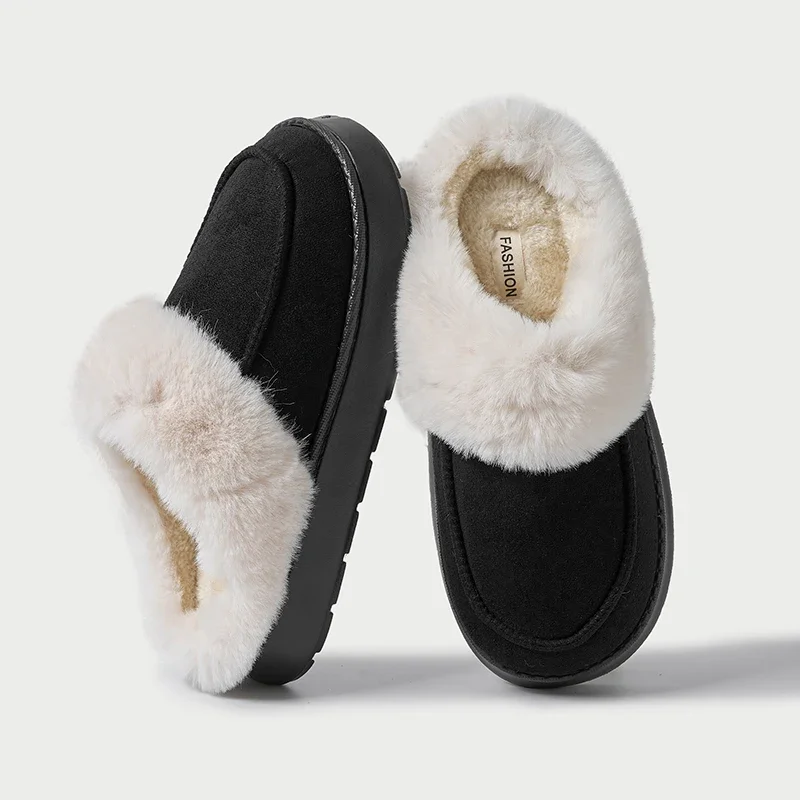 

Furry Soft Warm Men Slippers Winter Cotton Slippers Male Flats Soft Non-slip Slides Household Indoor Slippers