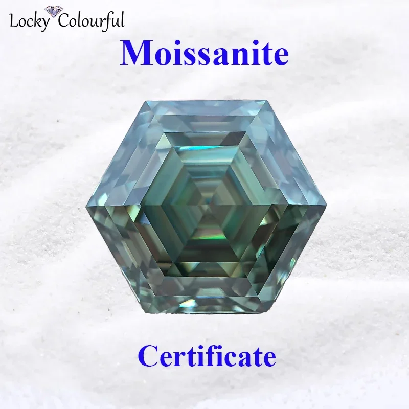 Moissanite Special Cutting Natural Blue Green Color Charms Beads for DIY Jewelry Making Necklace Materials with GRA Certificate