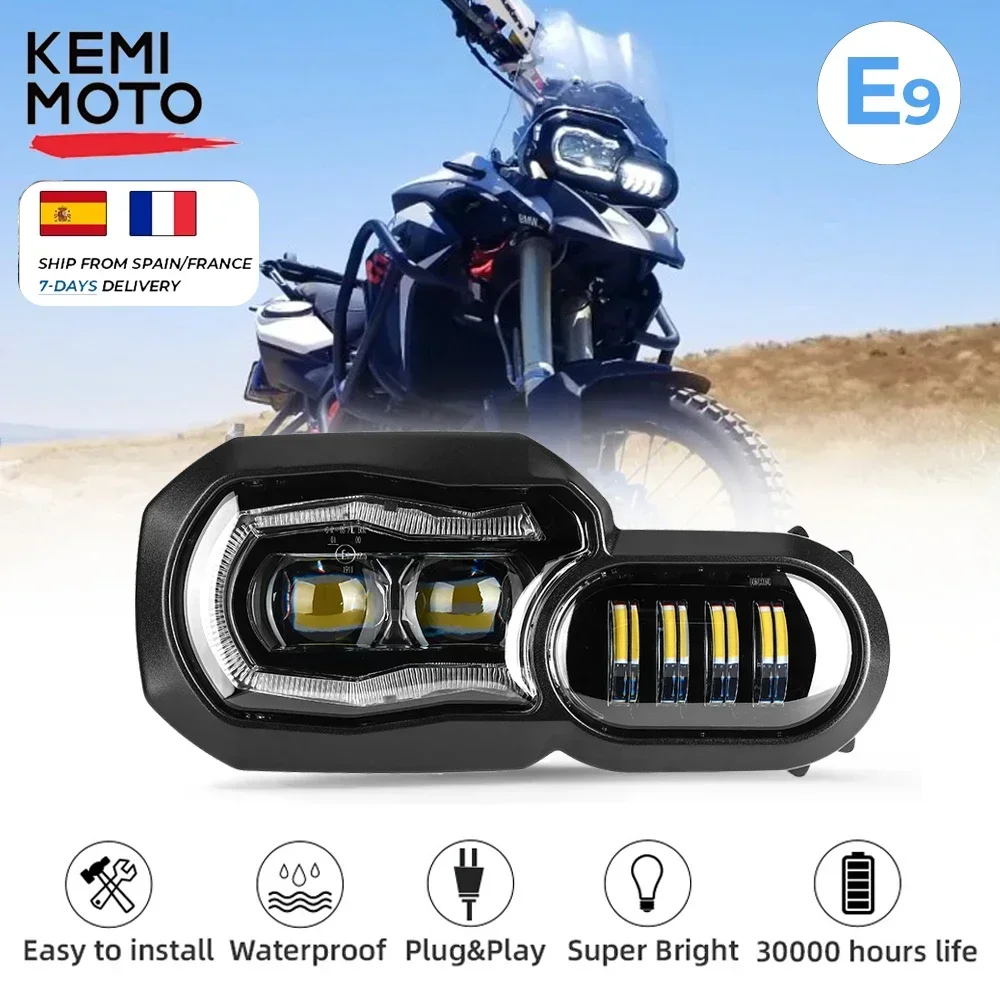 Большая распродажа! Одобренные E-mark фары для BMW F650GS F700GS F800GS ADV F800R, фары для мотоциклов, полная светодиодная фара в сборе