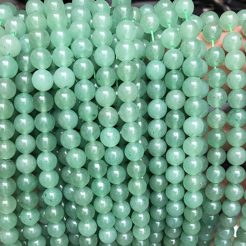 Natural Green Aventurine Jade Smooth Stone Beads for Jewelry Making DIY Bracelet Necklace Cultivate The Body And Mind 4-12mm