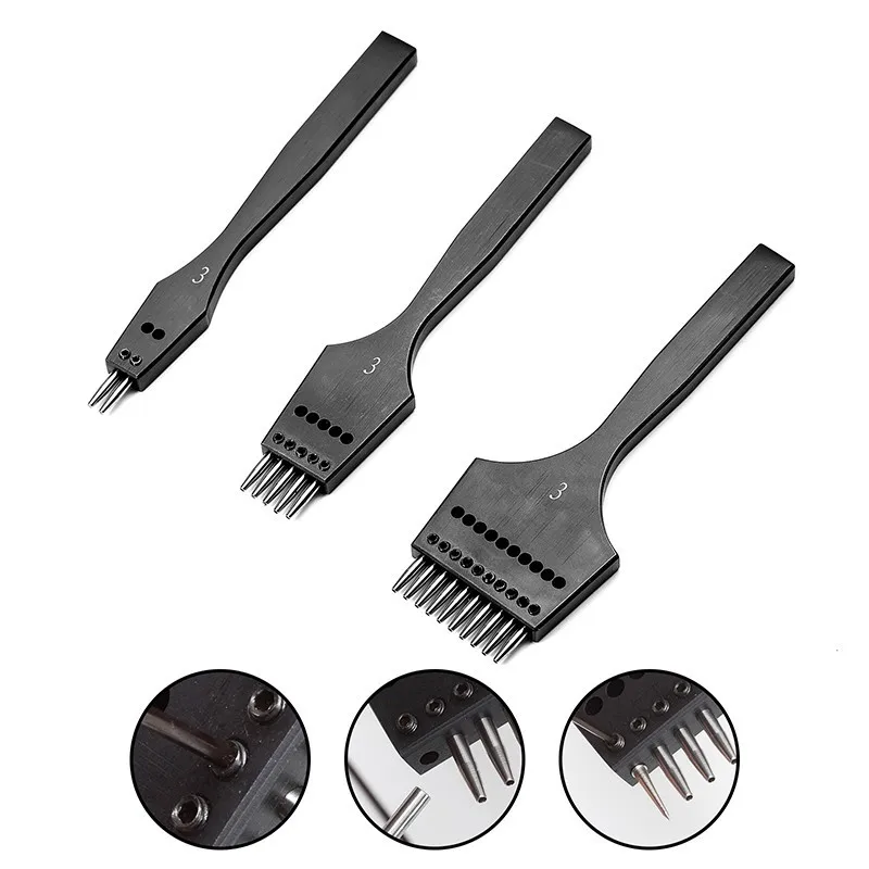 Sharp Head Replaceable Round Hole Punch Pricking Iron Removable Leather Chisel DIY Stitching Leather Craft Tools