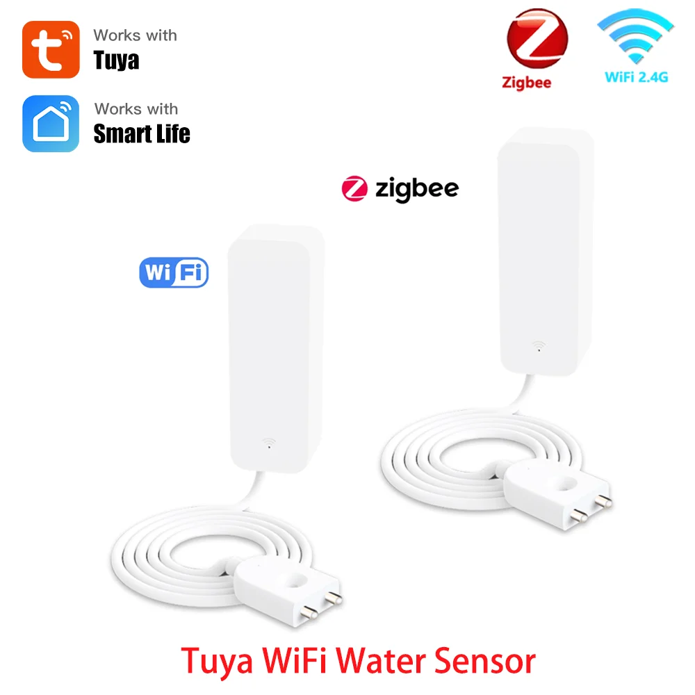 

Tuya WiFi or Zigbee Smart Water Sensor Remote Control for Smart Home Automation via Smart Life Home Security Water Flood Sensor