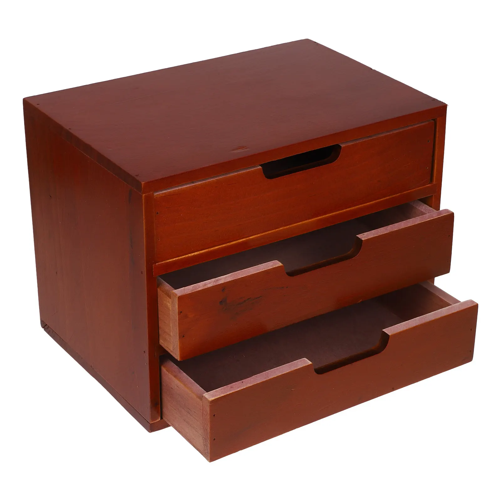 Three-Layer Storage Cabinet Desktop Organizer Wooden Multi-Functional Makeup Jewelry Cosmetics Desk Drawer Organizer Wood