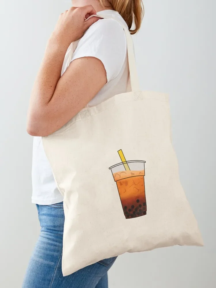 Bolso de mano Thai Tea Boba, bolso grande, comprador universitario, bolsos de lona para mujer