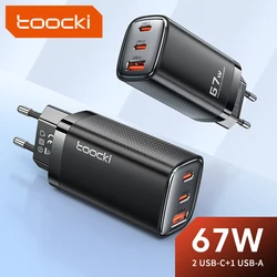 Toocki 67W GaN USB Charger USB Type C Fast Charging Quick Charge 4.0 3.0 Type C Charger For iPhone 15 14 13 12 Samsung S24 S23