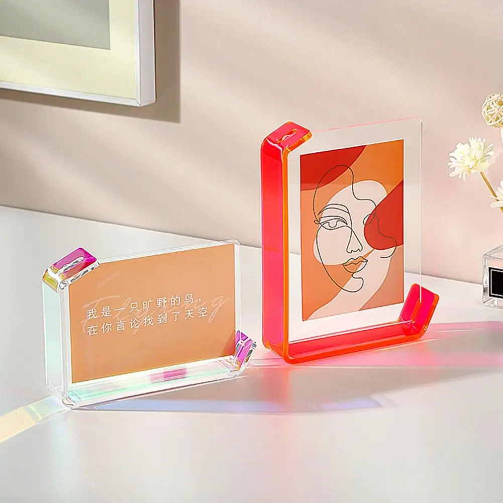 6/7 Inch Floating Photo Frame DIY Double-sided Horizontal Vertical Neon Acrylic Desktop Standing Decor Picture Display Frame