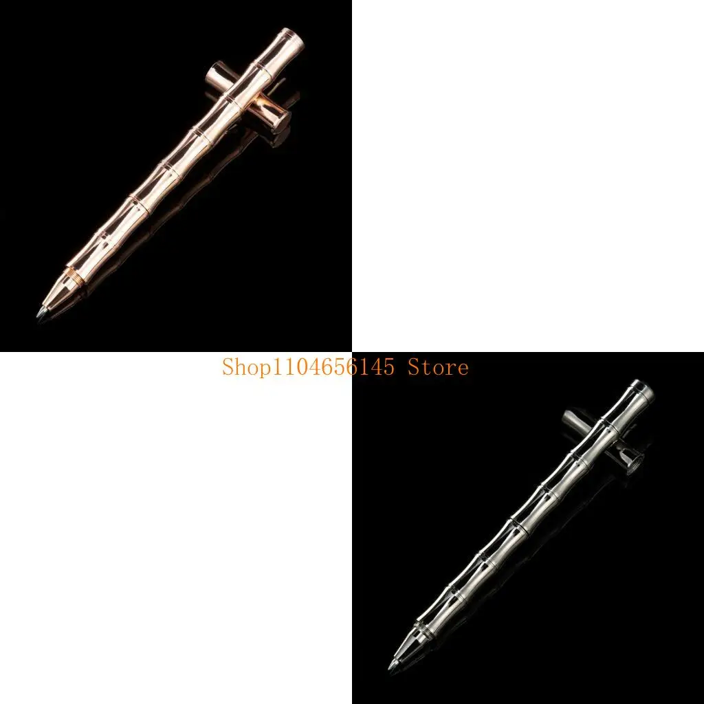 

5asd Business Signature Pen Bamboo-shaped Designed Brass Signing Pen Comfortable Grip Refillable Metal Gel Pen for Wedding