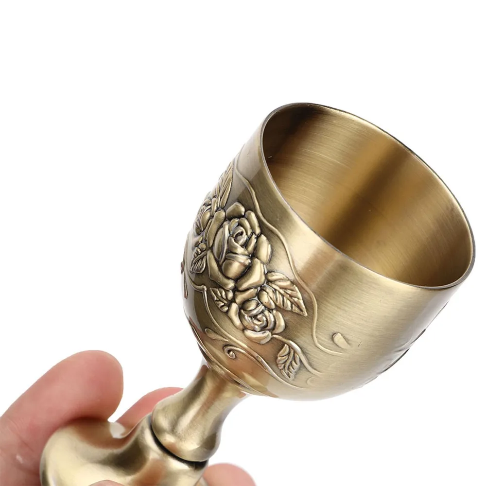 Goblets & Chalices Metal Vintage Wine Cup Flower Embossed Small Wine Goblet Brass 25ml Metal Goblet Church Use