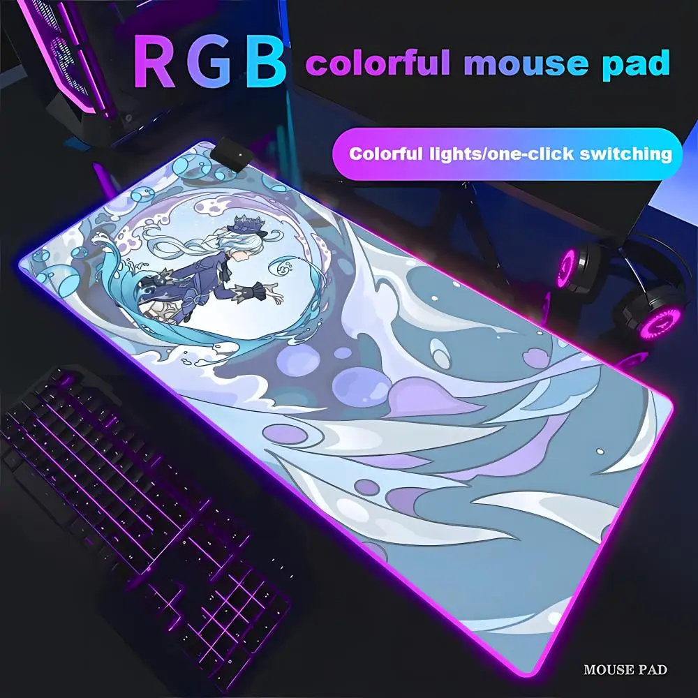 

Коврик для мыши RGB Gaming Mouse Pad HD Gamer Большой светодиодный светильник XXL Gen-shin-Impact Коврики для мыши ПК Компьютерный коврик Нескользящий
