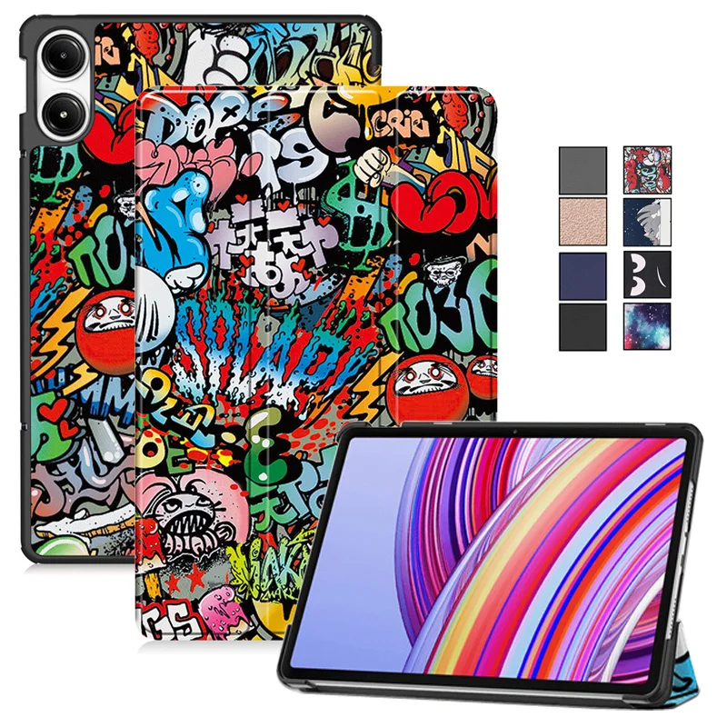 

Чехол для Redmi Pad Pro, 12,1 дюйма, тройной кожаный раскрашенный стенд, умный чехол для Xiaomi Poco Pad Redmi Pad Pro 12,1 2024, чехол