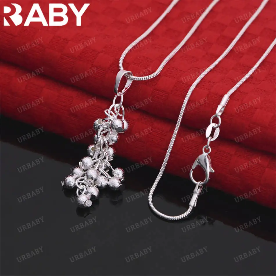 

URBABY 40-75cm 925 Sterling Silver Beads Pendant Necklace For Women Men Charm Trend Birthday Gifts Fashion Party