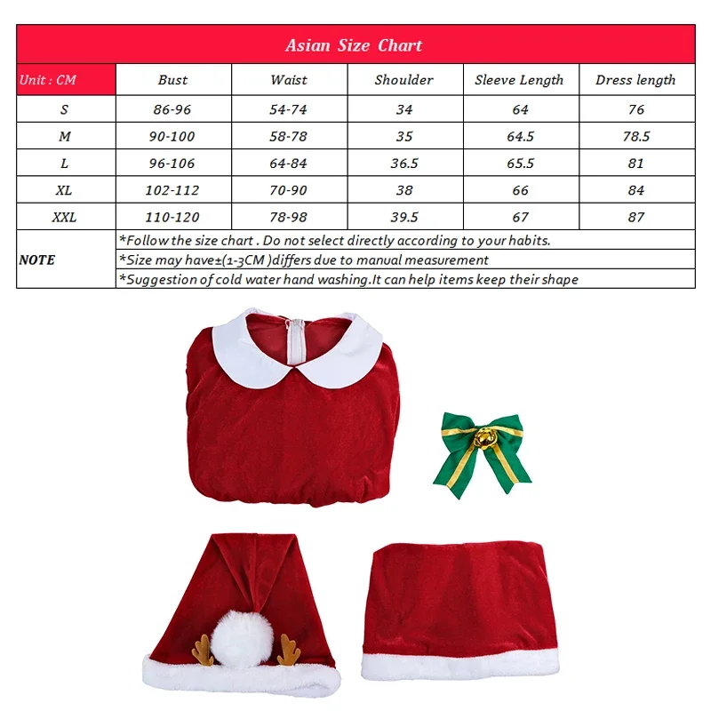 ROLECOS Genshin Impact Klee Christmas Costume Sexy Cute Red Women Autumn Winter Plush Evening Dress Klee Uniform