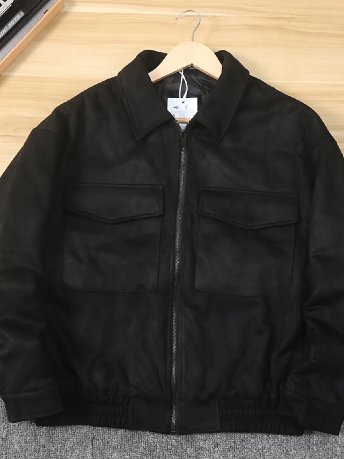 نسخة Thiened الأمريكية الرجعية عارضة الجلد المدبوغ طوق القطن Jaet الرجال ملابس خارجية معطف دافئ الوقوف صالح طول منتظم