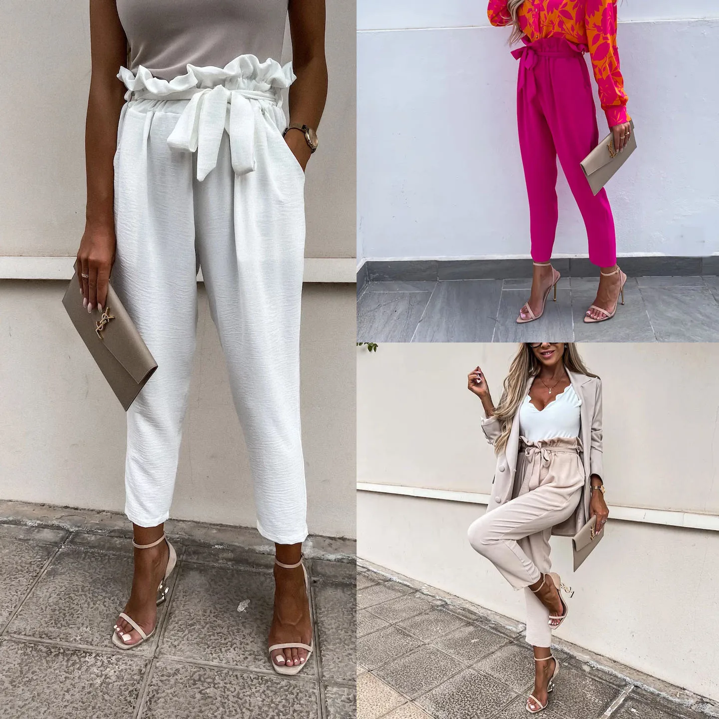 

Женские весенне-летние новые брюки до щиколотки с карманами на шнуровке и эластичной резинкой на талии, свободные разноцветные брюки