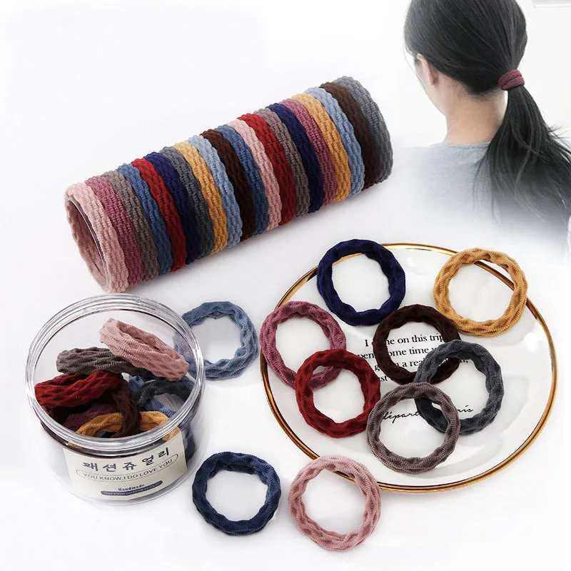 50Pcs Simple Basic Elastic Rubber Hair Bands Women Girls Thick Hair Headwear Seamless Hair Accessories