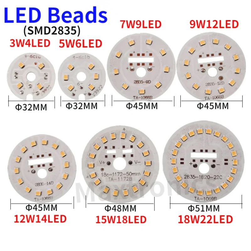 Wholesale 10pcs Highlight SMD2835 LED Beads Chip 3/5/7/9/12/15/18W Warm White / White for Replace Light Source LED Bulbs Lamp