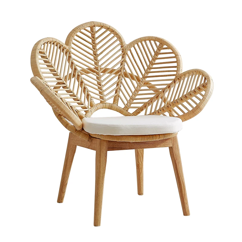 Real rattan art chair creative peacock chair home photography props model room