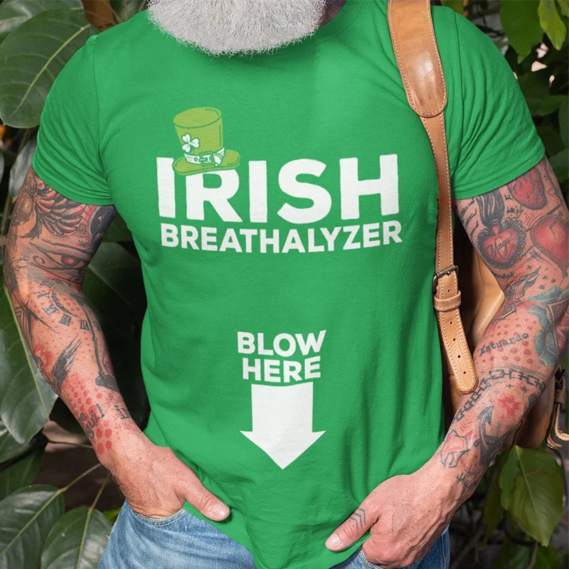 Irish Breathalyzer T-Shirts Saint Patricks Day Funny Irish T-shirt Party Drinking Shirt Mens Funny St Patricks Day Tees