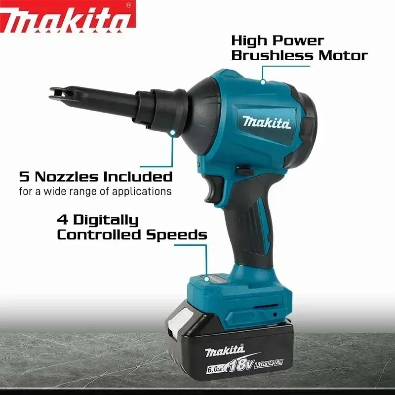 Makita DAS180 Multifunction Cordless Air Blower 18V Brushless Dust Removal Inflator For Site Equipment Cleaning