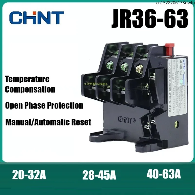CHNT CHINT JR36-63 20-32A 28-45A 40-63A Thermal Overload Protection Relay 220V Thermal Overload Relay 32A 45A 63A