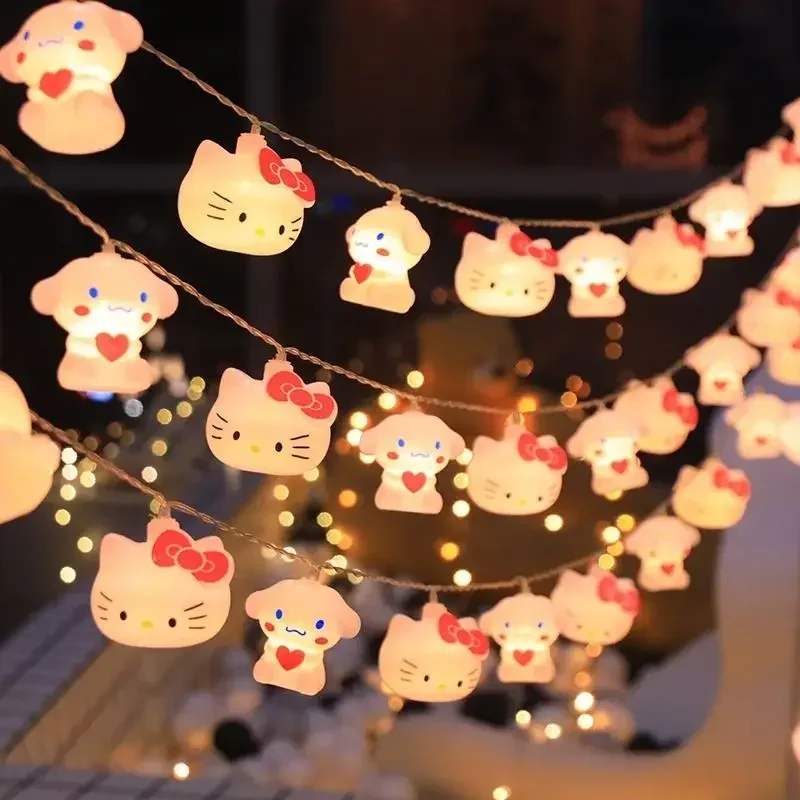 

Hello Kitty Kawaii LED Strip Sanrio Room Atmosphere Decor Lamp Flashing String Light USB Plug Christmas Decoration Gift for Kids