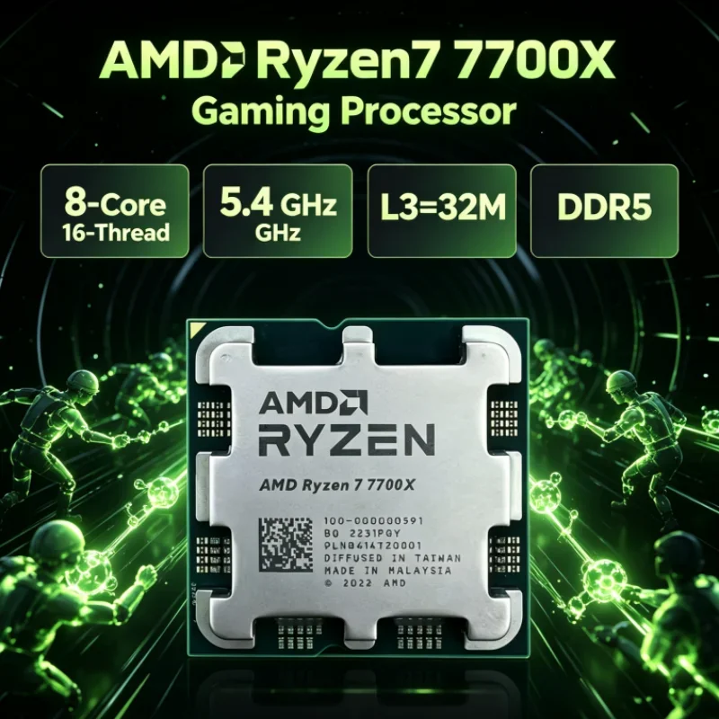 AMD Ryzen 7 7700X 32MB L3 UP to 5.4GHz 8-Core 16-Thread DDR5 Desktop Processor 5nm Unlocked Socket AM5 Gaming Processor