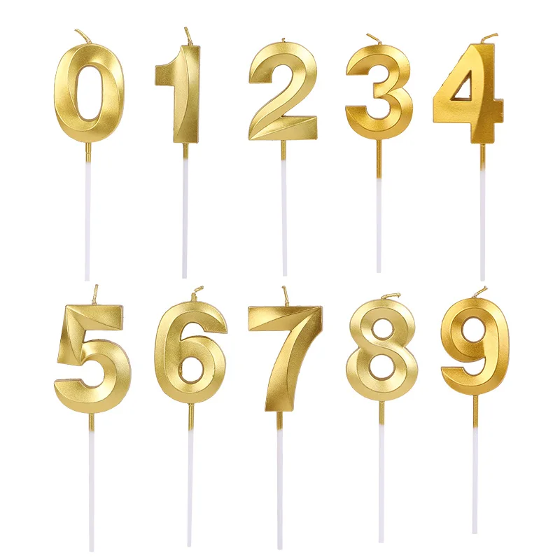 

1PC Golden Birthday Digital Candle 0-9 Number Candles Creative Romantic Birthday Party Cake Topper Decorations