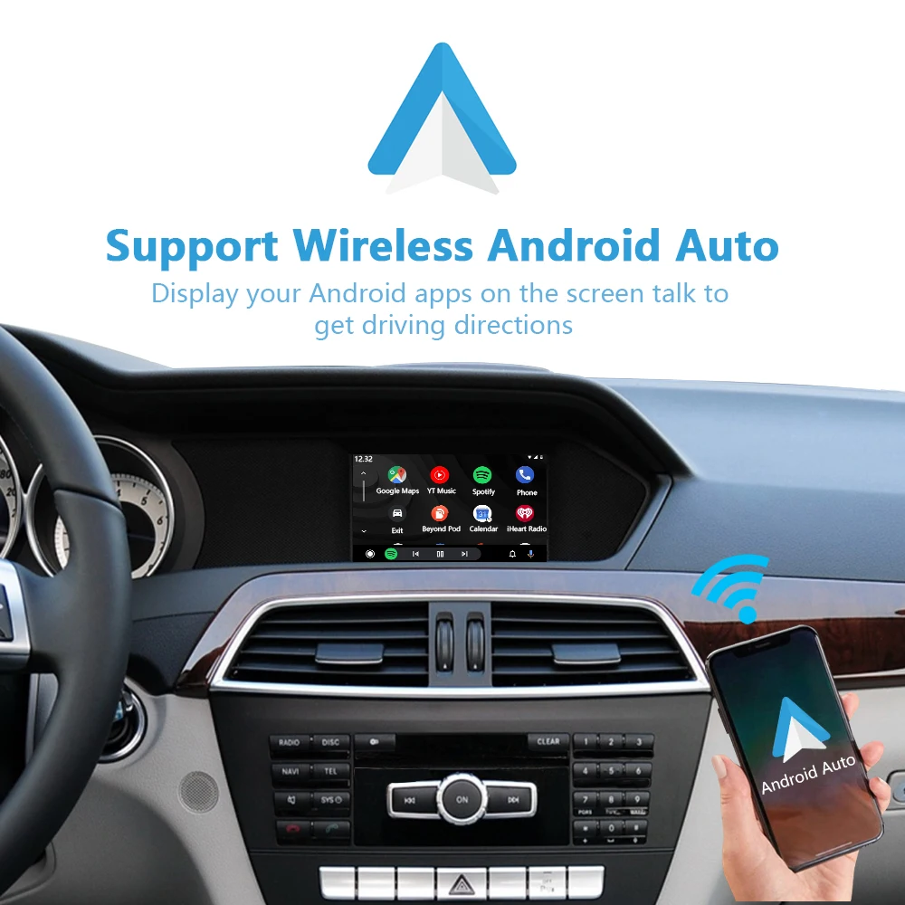 Wireless CarPlay for Mercedes Benz C Class W204 2011-2014, with Android Auto Mirror Link AirPlay Car Play Functions