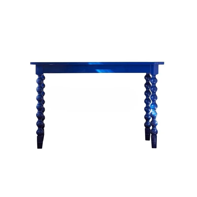 

French light luxury entrance table Solid wood carving Simple entrance foyer entrance table Living room American high-end blue