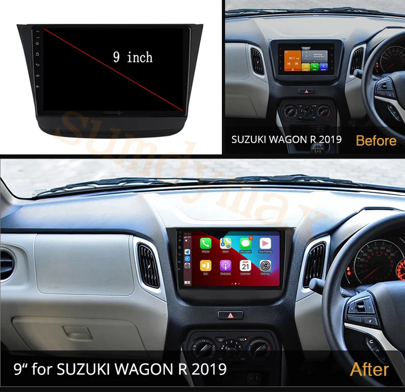 9inch big screen 2 Din android Car Radio Fascia Frame cable for SUZUKI WAGON R 2019 -2022 car panel Dash Mount Kit