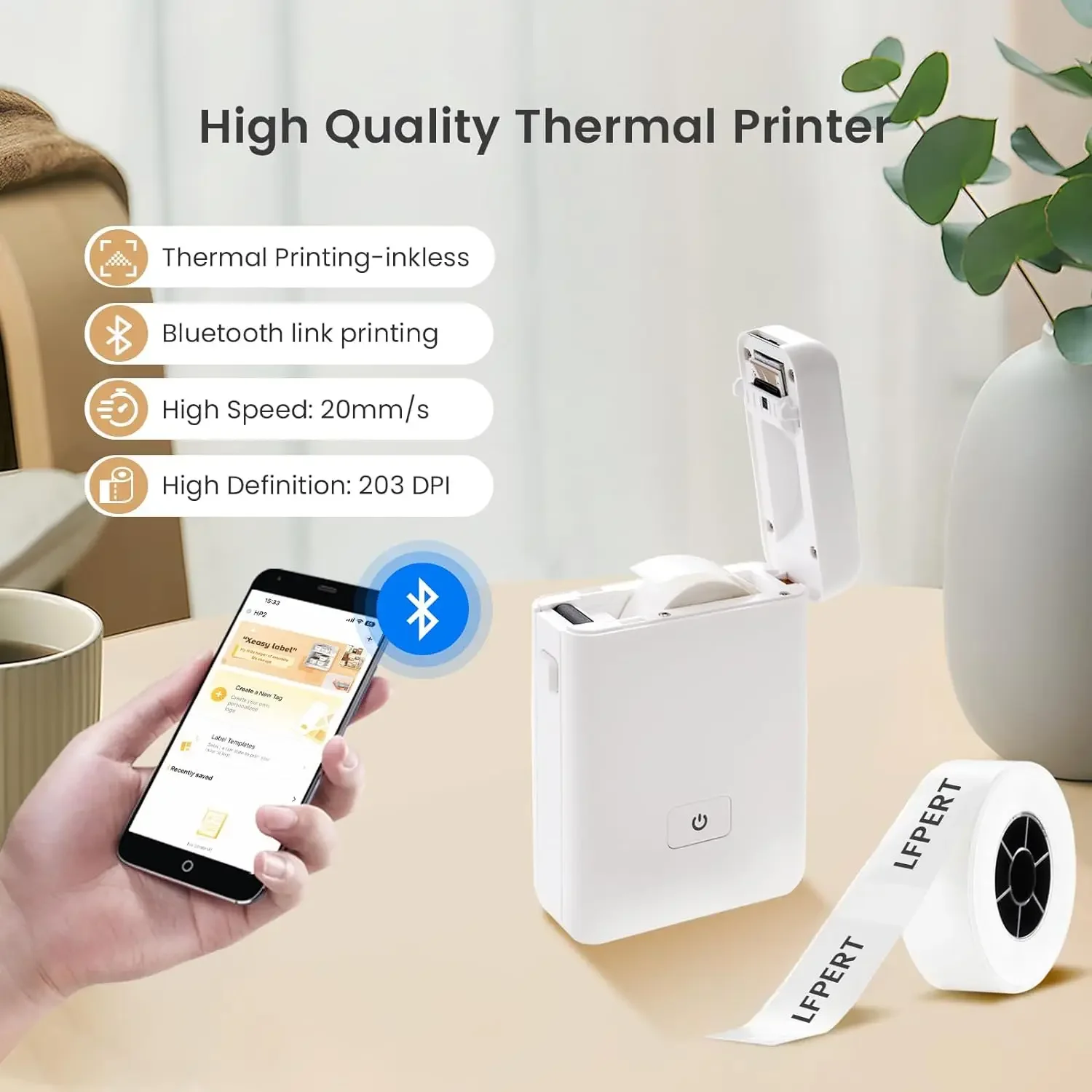 Portable Label Maker Wireless Label Printer Tape Included Multiple Templates Available for Phone Office Home