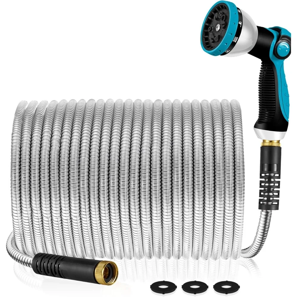 Yofidra Garden Hose 150 ft - Water Hose 150 ft Metal Garden Stainless Steel Long  Kink Free Hose Water Pipe