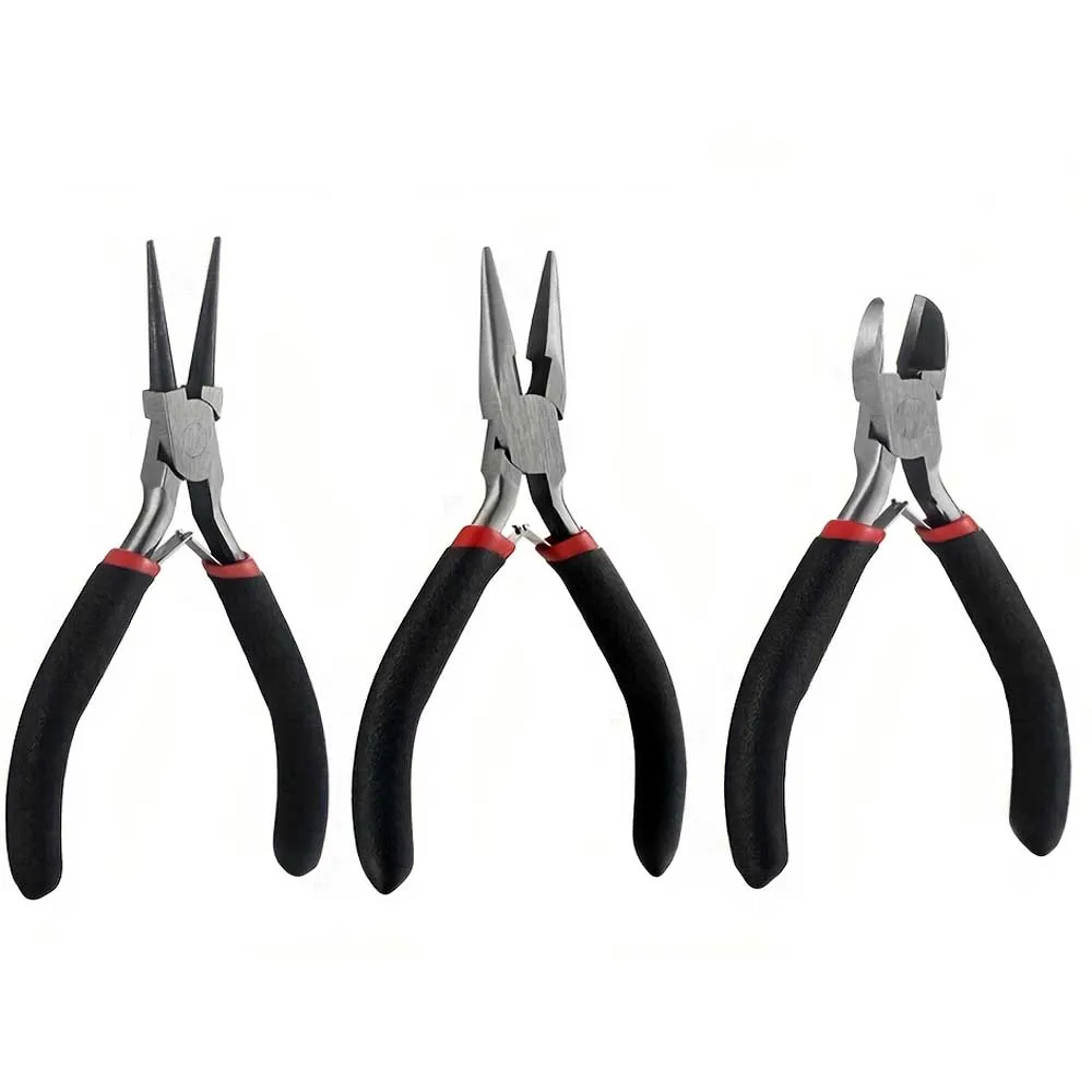 3-1pcs Making Pliers Set, Steel Crafting Tools, with Round Nose, Pointed, and Slant Tip, for Beading and Metalwork