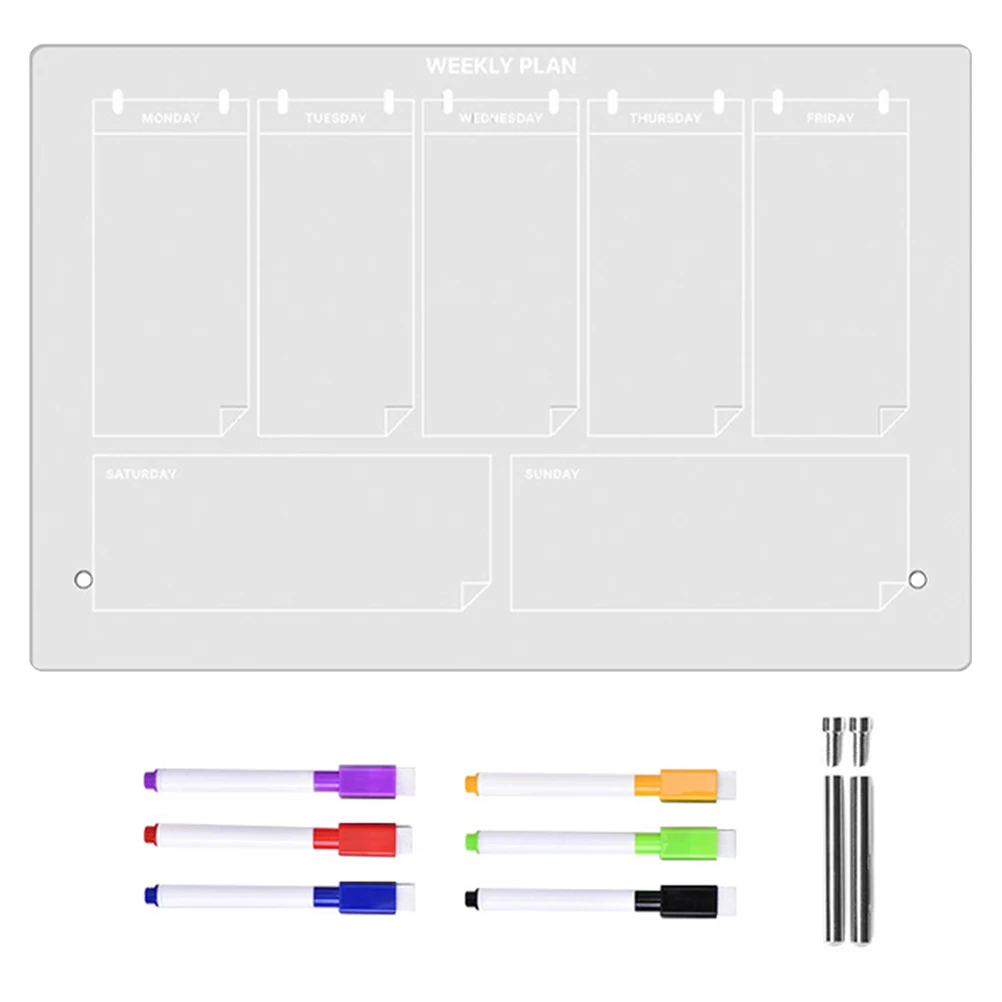 

1Set Transparent Plastic Pens Memo Writing Board Rectangular Shape Simple Design Home Decoration Notice Board