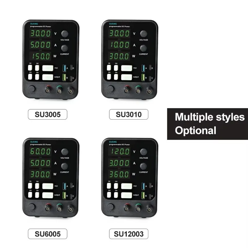 Affichage LED avec 4 jeux de fonctions de stockage automatiques, alimentation réglable 120 Volts 3A