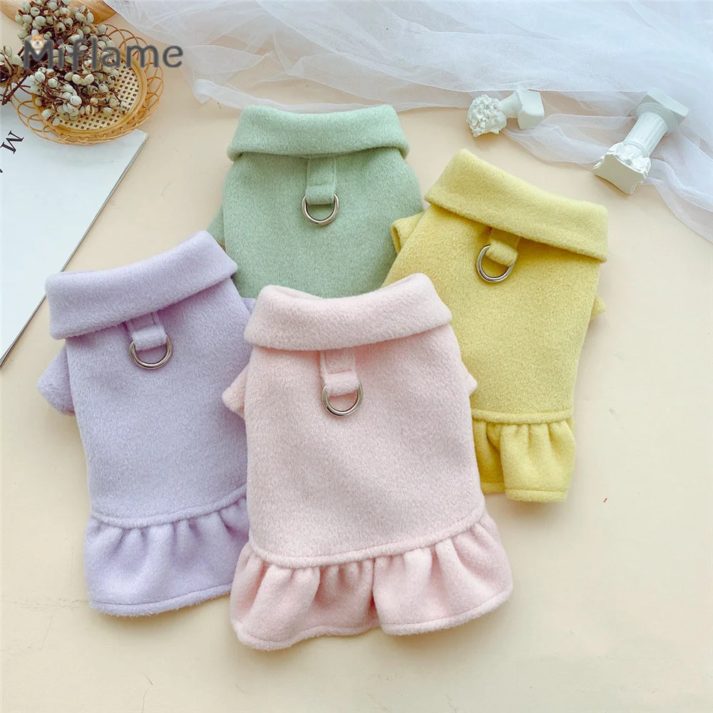 

Miflame Cute Pet Cat Clothes Traction Rope Ring Woolen Outdoor Dog Skirt Anti Running Poodle Yorkies Schnauzer Autumn Clothes