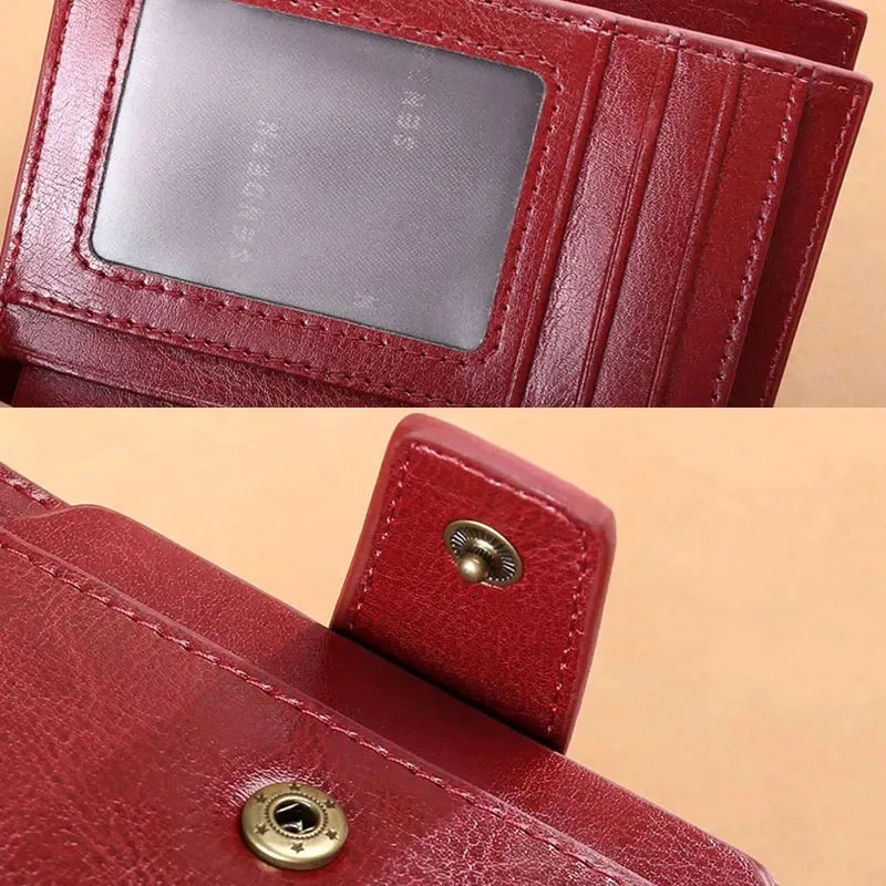 Kurze Damen-Geldbörsen aus echtem Leder mit Reißverschluss-Münzfach, Damen-Geldbeutel mit graviertem Namen, hochwertiger Kartenhalter, Kpop Damen-Geldbörse – Detail 3