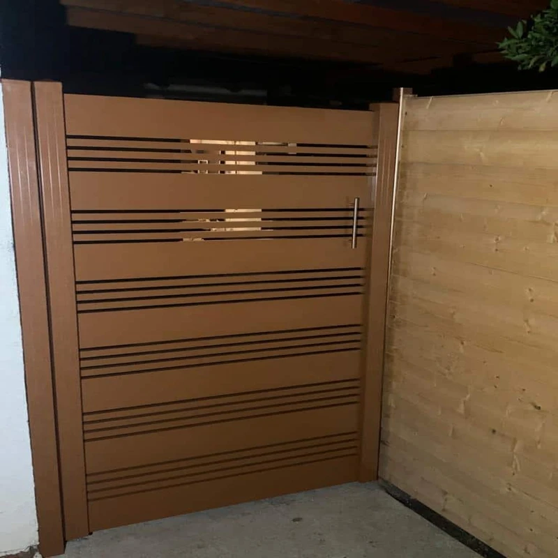 custom.Garden Outdoor Privacy Driveway Flat Gate Aluminum Fence Single Double Sliding Door with Wpc Fence Panel