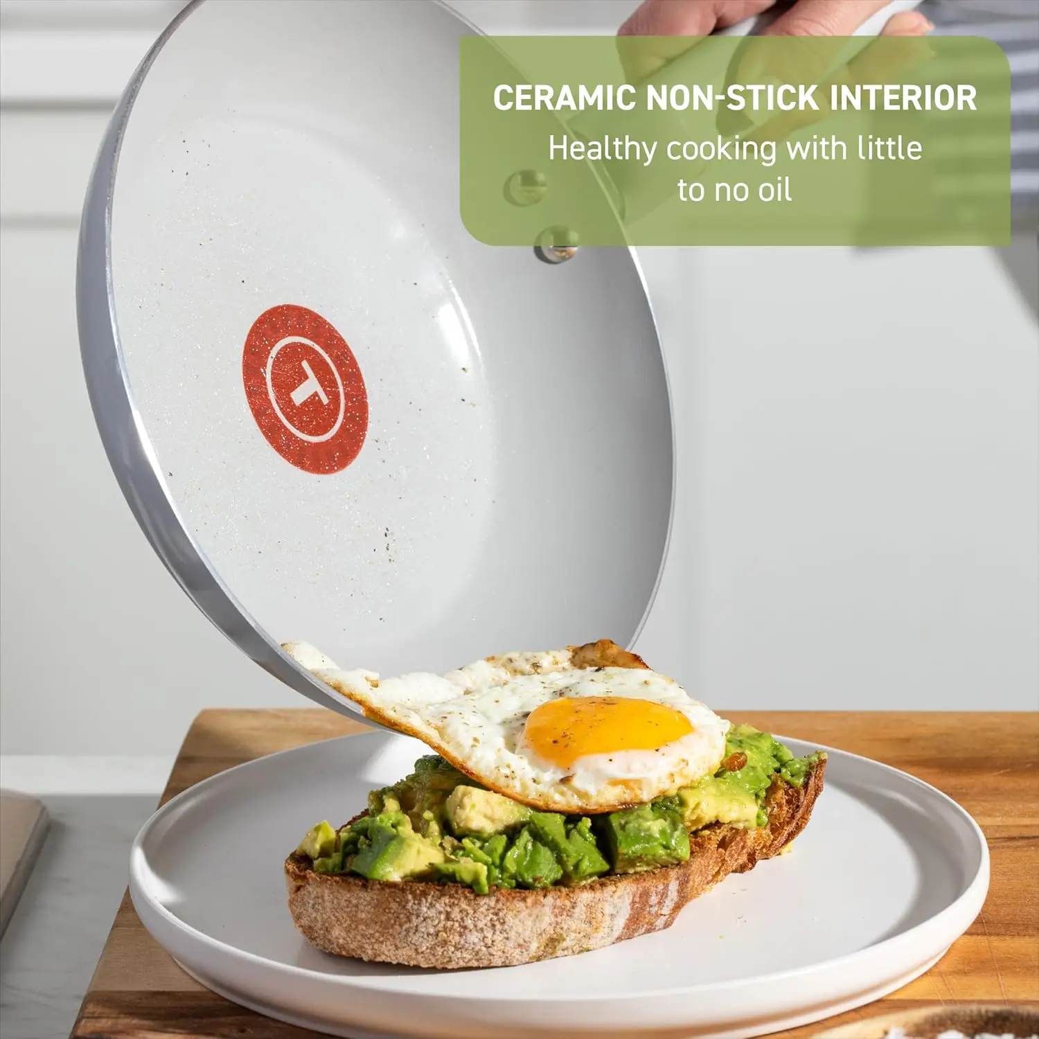 Set peralatan masak keramik antilengket, Set peralatan masak 20 buah, Oven Broiler aman 350F, Set dapur dengan wajan telur, wajan, panci,