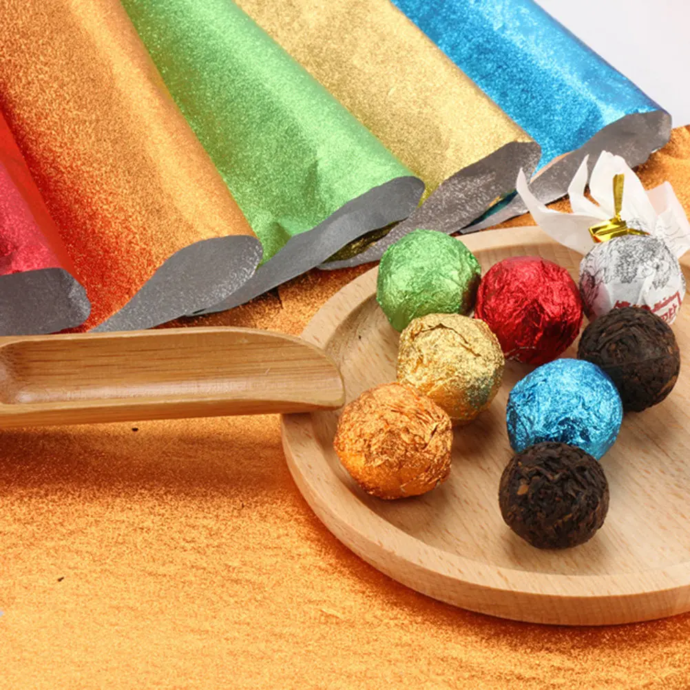4pcs 4 Packs Colored Tin Food Packaging Aluminum Wrapper For Chocolate Candy Mixed Colors Packing Foil Tin Foil Paper Household