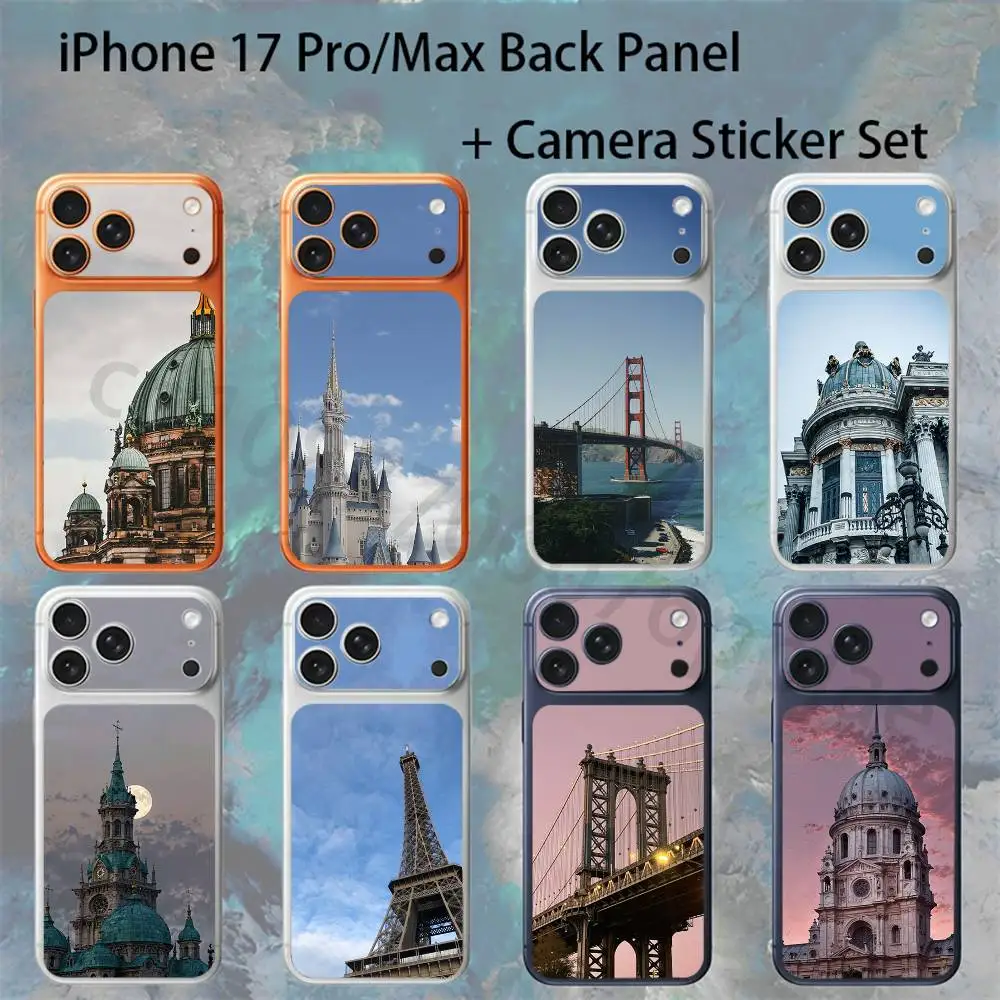 

Famous buildings For iPhone 17 pro Max/ pro Full Cover Decal Skin Wrap Colorful Rear Protective Sticker Film
