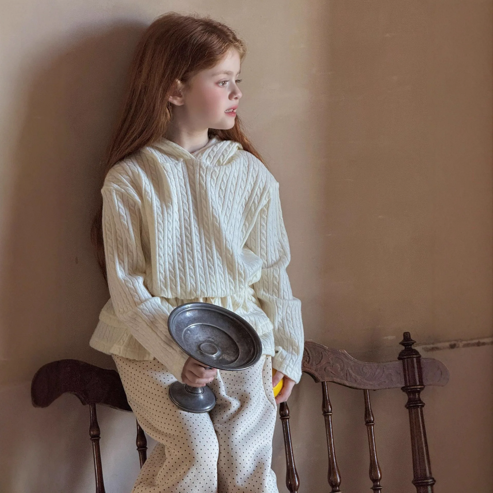 

Children Pit Strip Top 2025 Autumn Winter New Fashion Girls Solid Hooded Top Pullover Versatile Children Clothing