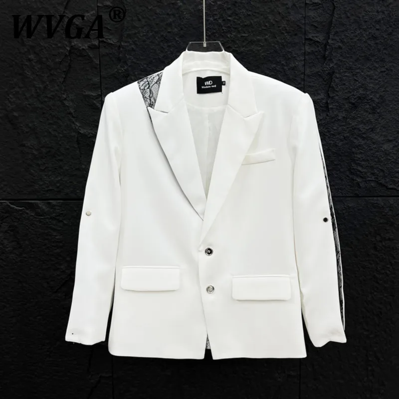 

WVGA Spring Autumn New Man Tide High Street Patchwork Turn-Down Collar Blazer Niche Korean Style Chic Casual Suit-Coat Ins W8613