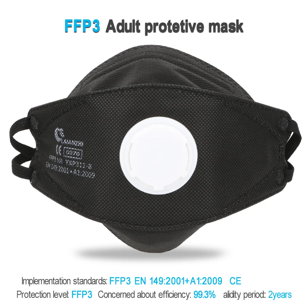 LAIANZHI FFP3 CE Face mask Air valve protective masks pm2.5 masks harmful hygiene mask filter Headwear mouth mask ffp3mask