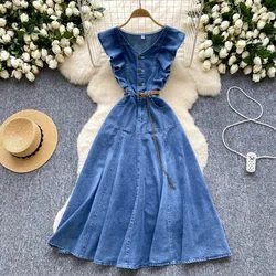 French V-neck Splicing single buckle Dress Sexy Retract your waist Dresses Elegant Evening Party Women Fashion Vintage Vestidos