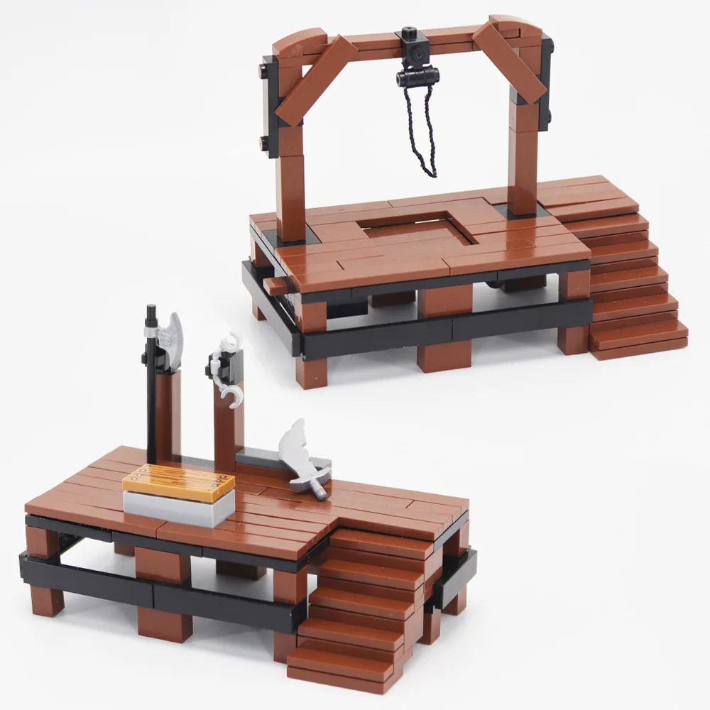 Compatible With LEGO Medieval Military Criminal Trial Beheading Platform Building Blocks MOC Torture Equipment Bricks Toys