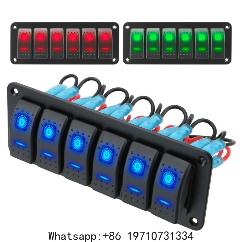 

Double Light Switch 12/24V 6 Gang ON-OFF Rocker Switch Panel for Marine Boat Caravan RV